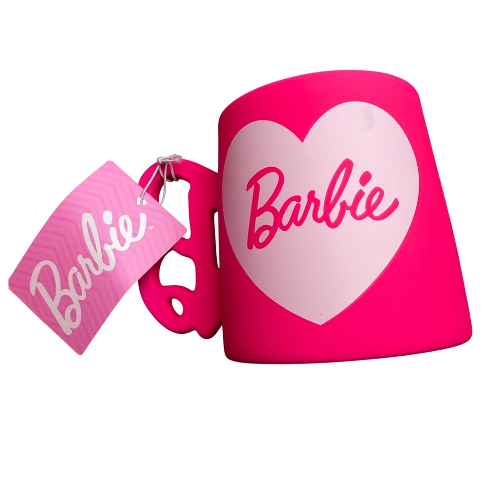 Barbie Ceramic Mug 21oz Hot Pink Heart B Handle Barbiecore Mattel LND60071 NEW